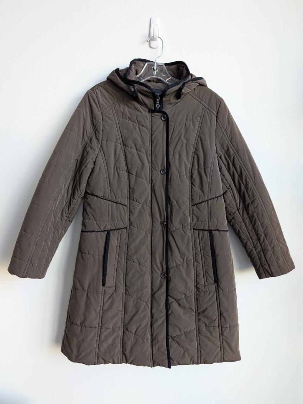 GERRY WEBER Quilted Hooded Long Coat | Size 10